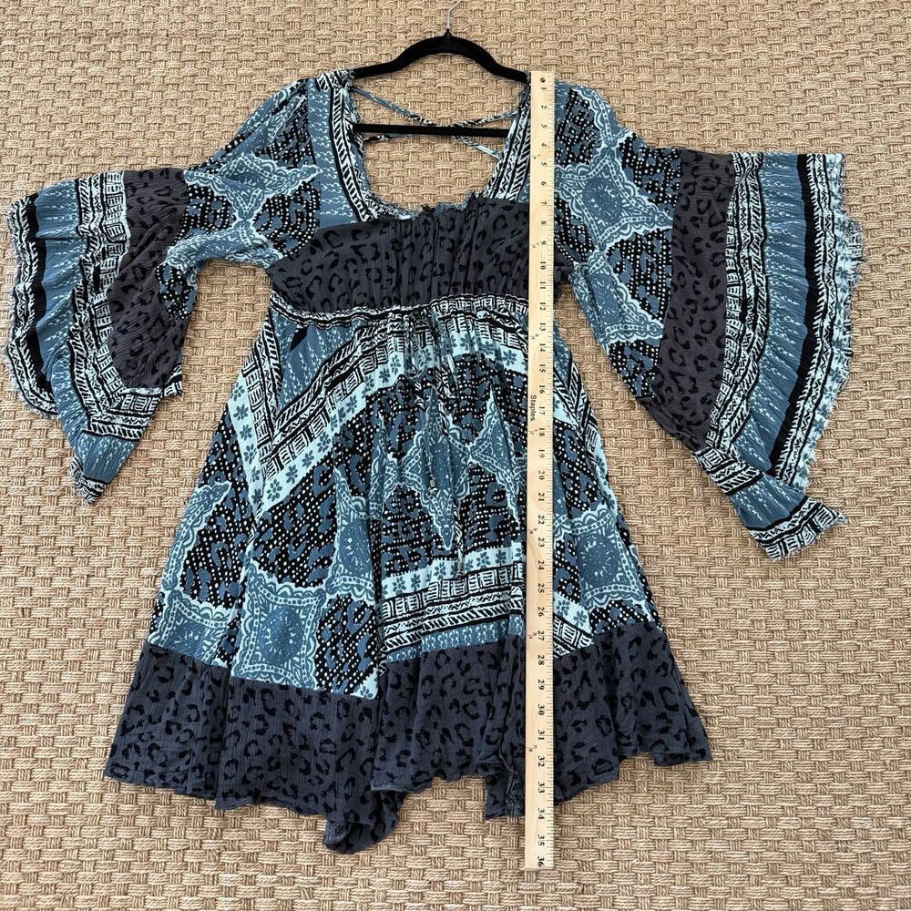 Free People Heart Of Gold Mini Dress Boho Flare Sleeves Women’s Size Small - Picture 16 of 16